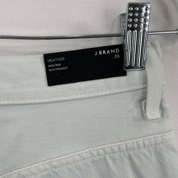 J Brand Jeans Womens 26 Green Straight Leg Frayed Hem High Rise Button Fly NWT - Picture 10 of 16